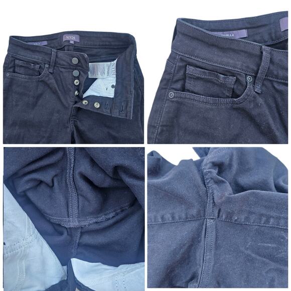 Black Denim Bermuda Shorts NYDJ Briella Size 4 ButtonFly Stretch Jeans Cuffed - Picture 3 of 6